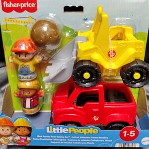 Fisher-Price Little People Red and Yellow Construction Vehicle Set